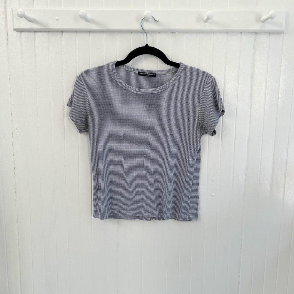 Brandy Melville Ashlyn Striped Cropped Gingham Shirt
